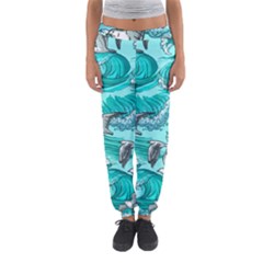 Sea-waves-seamless-pattern Women s Jogger Sweatpants
