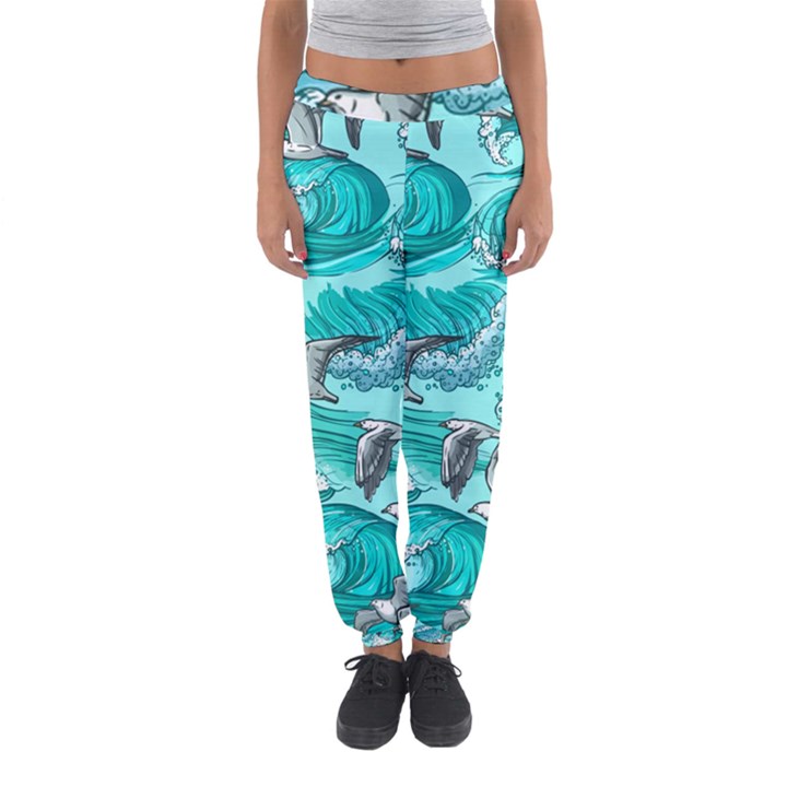 Sea-waves-seamless-pattern Women s Jogger Sweatpants