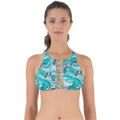 Sea-waves-seamless-pattern Perfectly Cut Out Bikini Top