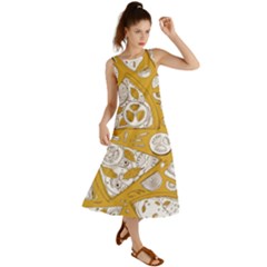 Vector-seamless-pizza-slice-pattern-hand-drawn-pizza-illustration-great-pizzeria-menu-background - Summer Maxi Dress