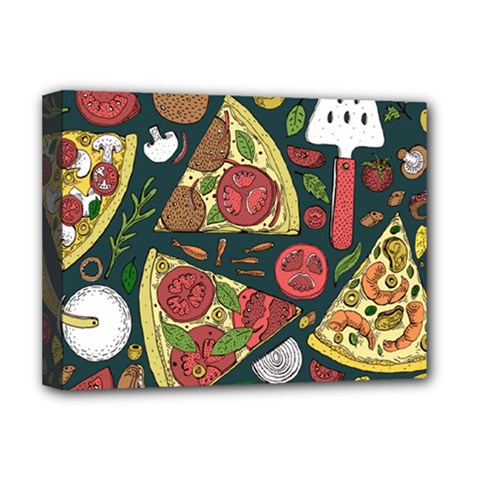 Vector-seamless-pizza-slice-pattern-hand-drawn-pizza-illustration-great-pizzeria-menu-background Deluxe Canvas 16  X 12  (stretched) 