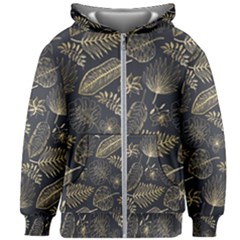 Elegant-pattern-with-golden-tropical-leaves Kids  Zipper Hoodie Without Drawstring by uniart180623