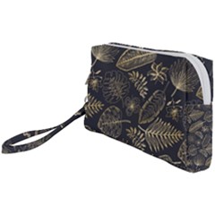 Elegant-pattern-with-golden-tropical-leaves Wristlet Pouch Bag (small) by uniart180623