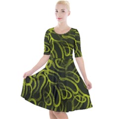 Green-abstract-stippled-repetitive-fashion-seamless-pattern Quarter Sleeve A-line Dress by uniart180623