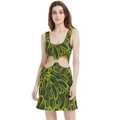 Green-abstract-stippled-repetitive-fashion-seamless-pattern Velour Cutout Dress by uniart180623