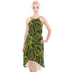 Green-abstract-stippled-repetitive-fashion-seamless-pattern High-low Halter Chiffon Dress  by uniart180623