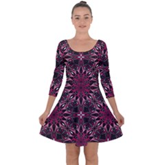 Seamless-pattern-with-flowers-oriental-style-mandala Quarter Sleeve Skater Dress