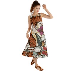 Natural-seamless-pattern-with-tiger-blooming-orchid Summer Maxi Dress