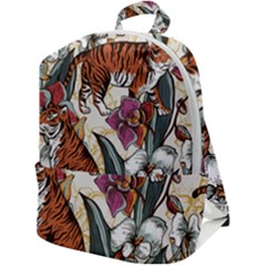 Natural-seamless-pattern-with-tiger-blooming-orchid Zip Up Backpack by uniart180623