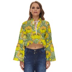 Seamless-pattern-with-graphic-spring-flowers Boho Long Bell Sleeve Top by uniart180623