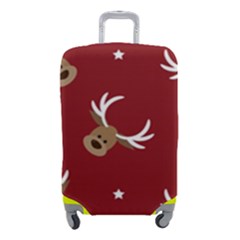 Cute-reindeer-head-with-star-red-background Luggage Cover (small) by uniart180623