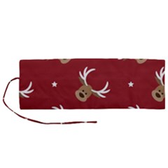 Cute-reindeer-head-with-star-red-background Roll Up Canvas Pencil Holder (m) by uniart180623