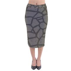 Cartoon-gray-stone-seamless-background-texture-pattern Velvet Midi Pencil Skirt by uniart180623