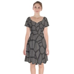 Cartoon-gray-stone-seamless-background-texture-pattern Short Sleeve Bardot Dress by uniart180623