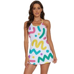 Abstract-pop-art-seamless-pattern-cute-background-memphis-style 2-in-1 Flare Activity Dress