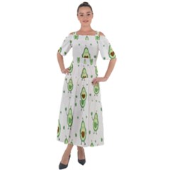 Cute-seamless-pattern-with-avocado-lovers Shoulder Straps Boho Maxi Dress 