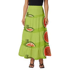 Seamless-background-with-watermelon-slices Tiered Ruffle Maxi Skirt by uniart180623