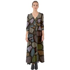 Cartoon-colored-stone-seamless-background-texture-pattern - Button Up Boho Maxi Dress by uniart180623