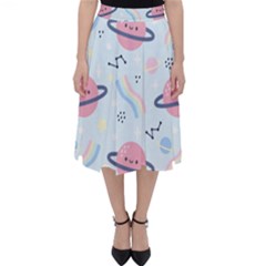 Cute-planet-space-seamless-pattern-background Classic Midi Skirt