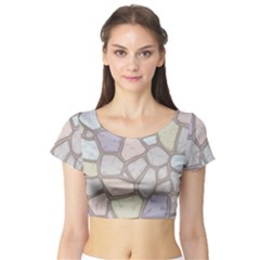 Cartoon-colored-stone-seamless-background-texture-pattern Short Sleeve Crop Top by uniart180623