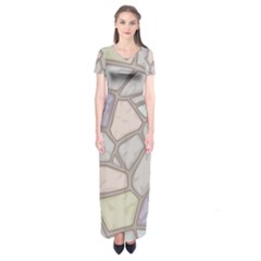 Cartoon-colored-stone-seamless-background-texture-pattern Short Sleeve Maxi Dress by uniart180623