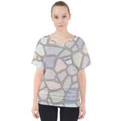 Cartoon-colored-stone-seamless-background-texture-pattern V-neck Dolman Drape Top by uniart180623