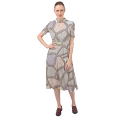 Cartoon-colored-stone-seamless-background-texture-pattern Keyhole Neckline Chiffon Dress by uniart180623