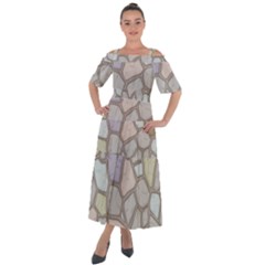 Cartoon-colored-stone-seamless-background-texture-pattern Shoulder Straps Boho Maxi Dress 