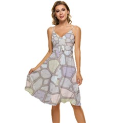 Cartoon-colored-stone-seamless-background-texture-pattern Sleeveless Tie Front Chiffon Dress by uniart180623