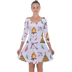 Cute-cartoon-native-american-seamless-pattern Quarter Sleeve Skater Dress