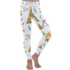 Cute-cartoon-native-american-seamless-pattern Kids  Lightweight Velour Classic Yoga Leggings by uniart180623