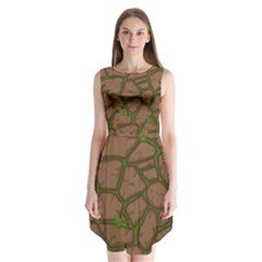 Cartoon-brown-stone-grass-seamless-background-texture-pattern Sleeveless Chiffon Dress   by uniart180623
