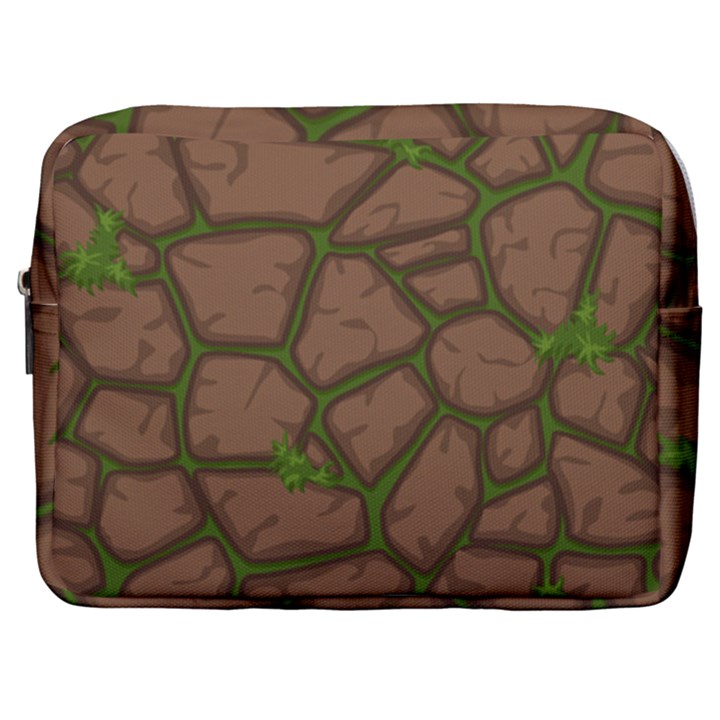 Cartoon-brown-stone-grass-seamless-background-texture-pattern Make Up Pouch (Large)