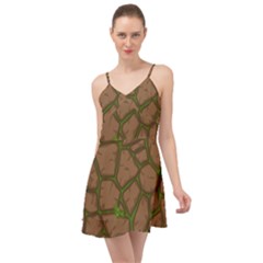 Cartoon-brown-stone-grass-seamless-background-texture-pattern Summer Time Chiffon Dress by uniart180623