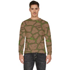 Cartoon-brown-stone-grass-seamless-background-texture-pattern Men s Fleece Sweatshirt