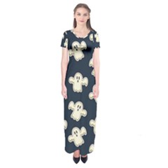 Hand-drawn-ghost-pattern Short Sleeve Maxi Dress by uniart180623