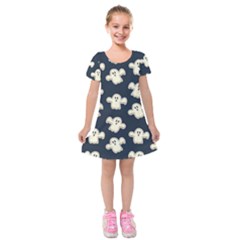 Hand-drawn-ghost-pattern Kids  Short Sleeve Velvet Dress by uniart180623