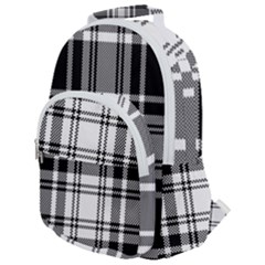 Pixel-background-design-modern-seamless-pattern-plaid-square-texture-fabric-tartan-scottish-textile- Rounded Multi Pocket Backpack
