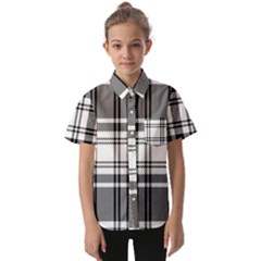 Pixel-background-design-modern-seamless-pattern-plaid-square-texture-fabric-tartan-scottish-textile- Kids  Short Sleeve Shirt by uniart180623