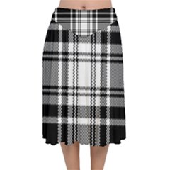 Pixel-background-design-modern-seamless-pattern-plaid-square-texture-fabric-tartan-scottish-textile- Velvet Flared Midi Skirt by uniart180623