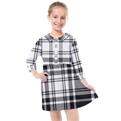 Pixel-background-design-modern-seamless-pattern-plaid-square-texture-fabric-tartan-scottish-textile- Kids  Quarter Sleeve Shirt Dress