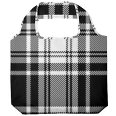 Pixel-background-design-modern-seamless-pattern-plaid-square-texture-fabric-tartan-scottish-textile- Foldable Grocery Recycle Bag by uniart180623