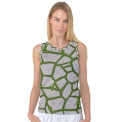 Cartoon-gray-stone-seamless-background-texture-pattern Green Women s Basketball Tank Top by uniart180623