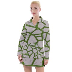 Cartoon-gray-stone-seamless-background-texture-pattern Green Women s Long Sleeve Casual Dress by uniart180623