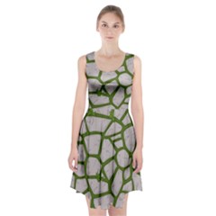 Cartoon-gray-stone-seamless-background-texture-pattern Green Racerback Midi Dress by uniart180623