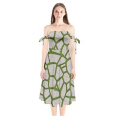 Cartoon-gray-stone-seamless-background-texture-pattern Green Shoulder Tie Bardot Midi Dress by uniart180623