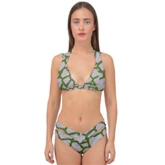 Cartoon-gray-stone-seamless-background-texture-pattern Green Double Strap Halter Bikini Set by uniart180623