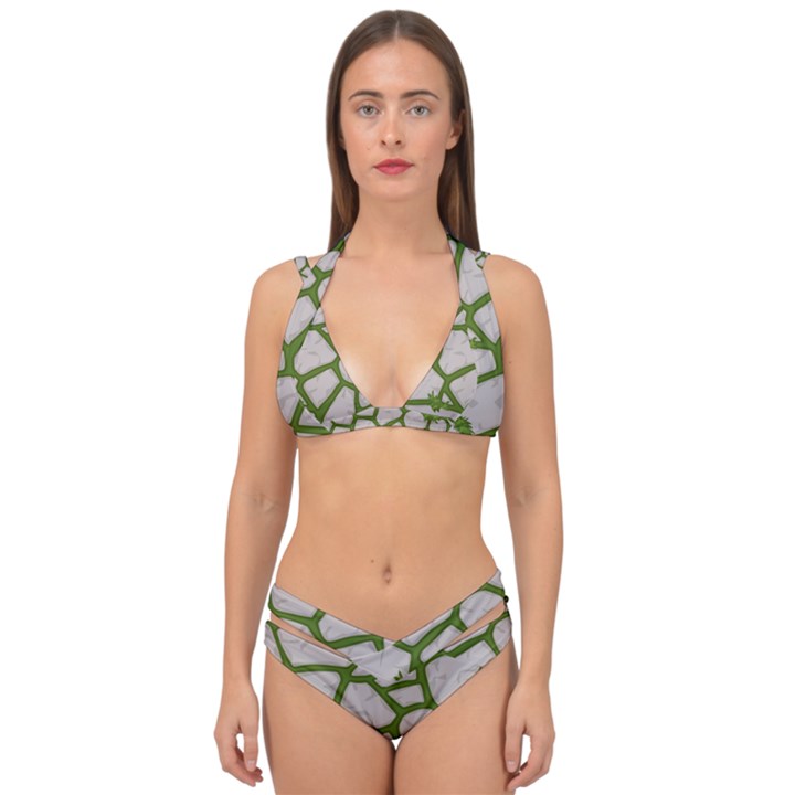 Cartoon-gray-stone-seamless-background-texture-pattern Green Double Strap Halter Bikini Set