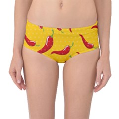 Chili-vegetable-pattern-background Mid-Waist Bikini Bottoms