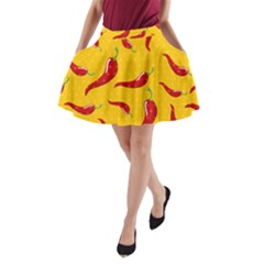 Chili-vegetable-pattern-background A-Line Pocket Skirt